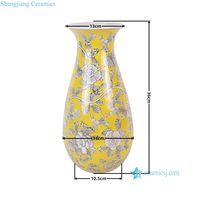 RXET20-A-B-C Ensemble de vases en porcelaine bleue et blanche avec motif floral et feuillage jaune et bleu pour la décoration intérieure