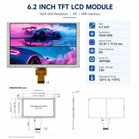 Maßgefertigtes IPS Wide View 6,2 Zoll 1024x600 MIPI 4-Kanal AA 137,47x77,23mm TFT LCD Modul für Smart Home Steuerung Mit Stabiler Versorgung
