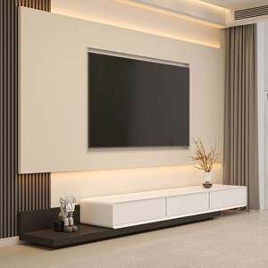 Santopova Modern Floating <b>TV</b> <b>Stand</b> Set with LED Backlit <b>Wall</b> Panel & Minimalist Living Room Storage - Product Image 4
