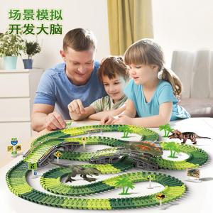 Circuit de course pour voitures de dinosaures, rangement pour enfants, petit circuit de <span class=keywords><strong>train</strong></span>, circuit de <span class=keywords><strong>train</strong></span> électrique pour garçons, parking - Product Image 2
