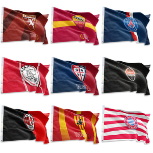 Drapeaux de l'équipe de football mondial personnalisés 90*150cm <span class=keywords><strong>Real</strong></span> <span class=keywords><strong>Madrid</strong></span> Liverpool Club Pennant Stock Promotionnel Publicité Fan Fournitures - Product Image 1