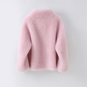 Giacca <span class=keywords><strong>Corta</strong></span> in Vera Lana e <span class=keywords><strong>Pelliccia</strong></span> per Donna, Cappotto Invernale in Pelle di Pecora, Soprabito Casual H23261 - Product Image 2
