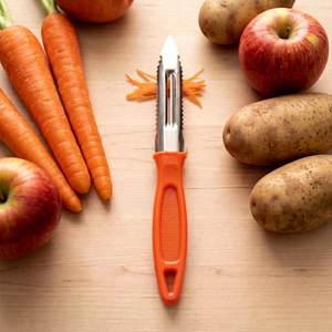 Stainless Steel <b>Vegetable</b> <b>Peeler</b> Orange Handle Manual Potato Fruit Skin Remover for Carrots Cucumbers Kitchen Prep Tools - Product Image 2