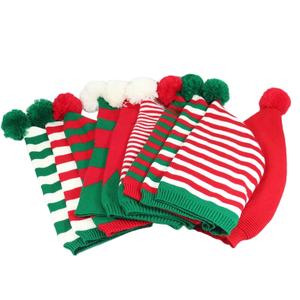 HZM-24240 elfe père noël bonnets noël tricoté chapeaux hiver chaud nouvel an rayures <span class=keywords><strong>pompon</strong></span> casquettes rouge <span class=keywords><strong>blanc</strong></span> vert pour hommes femmes enfants - Product Image 2