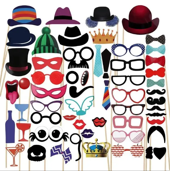 Wholesale 2021 New crown 58 sets mustache glasses lips hat tie photo props Children Birthday funny party decoration supplies