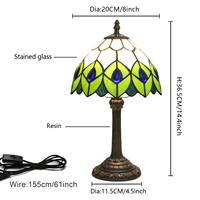   Lampe de table en verre teinté en forme de queue de paon, 8 pouces, pour salon, chambre à coucher, dortoir, cuisine, décoration de la maison, cadeau d'anniversaire, de festival