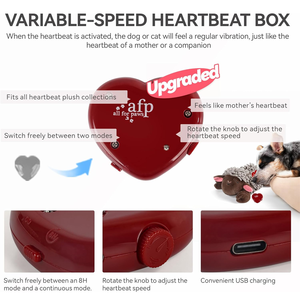 AFP 불안 완화 양털 장난감, 부드러운 플러시 강아지 장난감, 강아지 심장 박동 장난감, 온열 패드 포함, 수면 보조, 강아지 및 고양이를 위한 포근한 장난감 - Product Image 4