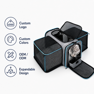 2-in-1 Tragbare Rollbare Haustiertransporttasche mit Rädern, Erweiterbar, Atmungsaktiv, Große Kapazität, Reisetasche mit Reißverschluss aus Oxford-Gewebe für Katzen - Product Image 1