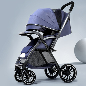 Poussette pliable légère avec capote surdimensionnée, rangement extra-large, double roue, 0-3 ans, amortisseur à quatre roues - Product Image 2