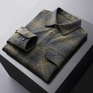 Printemps et automne nouvelle grande taille hommes chemise à manches longues potelé ample décontracté Plus grande chemise à carreaux <span class=keywords><strong>manteau</strong></span> épais - Product Image 3