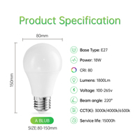 Ampoule LED à courant constant DOB pleine tension E27 3W 5W 7W 9W 12W 15W 18W 24W A60, ampoule LED avec angle de faisceau de 220 degrés pour la maison