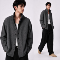Produsen Kemeja Pria Custom OEM ODM, Kerah Zip, Kancing Depan, Lengan Panjang, Gaya Streetwear, Grosir
