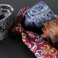 7CM Breite Custom Design Markenname Shirt Anzug Krawatte Zubehör Männer Krawatten Gelb Paisley Krawatten