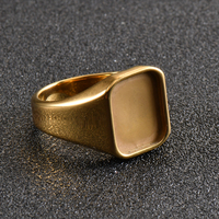 Individuell Gravierter Blanko-Ehering Runder Siegelring 18K Vergoldet mit Kanalfassung Herren DIY-Schmuck