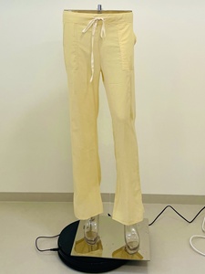 Enyami verano ver a través de protector solar transpirable vacaciones Simple algodón <span class=keywords><strong>Lino</strong></span> pantalones peso ligero cintura alta Casual mujeres Pantalones - Product Image 4