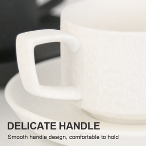 Gloway Fabricant sur mesure Ensemble de tasses à café à cappuccino en céramique blanche mate noire tasses à thé et soucoupes en porcelaine - Product Image 5