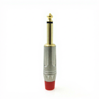 Connecteur de téléphone mono mâle SREXACT en alliage de zinc nickelé avec embout en laiton 10A 1/4" 6,35 mm, isolateur PA66, 100V