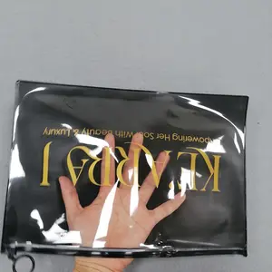Custom Luxury Long Size PVC Frosted Transparent Plastic Package Bag For Wig Hair Extension Zip Lock Bag With Logo