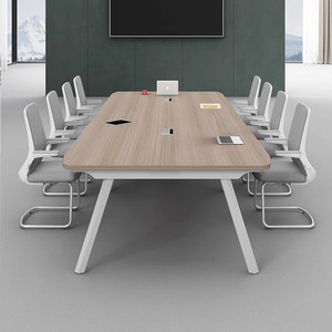 Table de conférence moderne rectangulaire blanche, bureau stable pour salle de réunion - Product Image 3