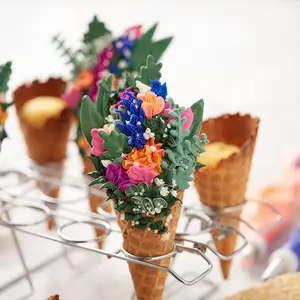12 khoang Ice Cream Cone Rack hiển thị kim loại Cone cupcake Baking đứng chủ
