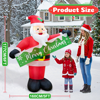 Santa Claus Inflable Gigante de Navidad con Pancarta Iluminada con LED, Decoración para Jardín Exterior, Accesorios para Fiestas Navideñas