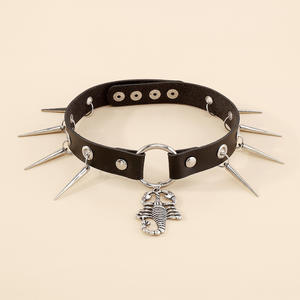 Chokers style western punk <span class=keywords><strong>rock</strong></span>, cuir gothique hip-hop serpent rivet collier de retenue chaînes de clavicule - Product Image 5