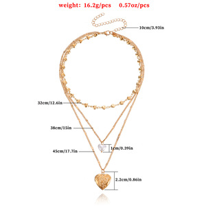 Joyería transfronteriza europea y americana elegante cadena multicapa perla que se puede abrir corazón colgante collar para mujer estilo Ins - Product Image 5