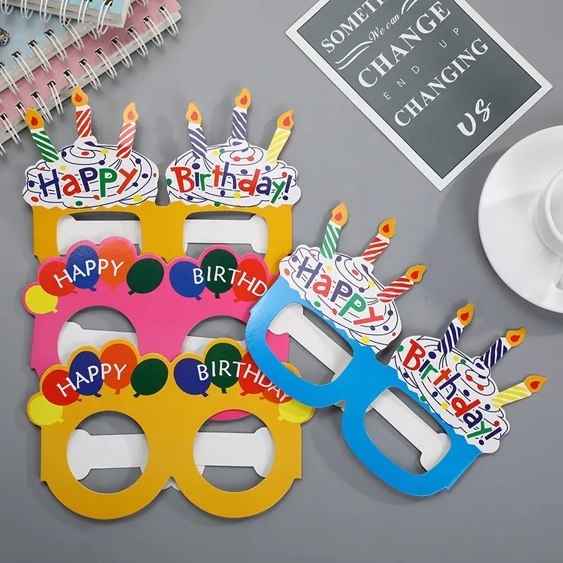 Pafu عيد ميلاد حزب جذابة 4 قطعة كعكة نظارات شموع ورقية على شكل للأطفال الكرتون كعكة عيد ميلاد نظارات