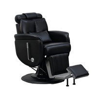 Fauteuil de Barbier Électrique en Cuir avec Pompe Hydraulique, Appuie-tête Entièrement Inclinable, Fonction Rabattable et Repose-pieds Amovible