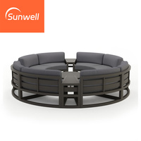 Conjunto de Sofás Modulares Modernos para Patio, Sofá Seccional Curvo Circular de Aluminio para Exteriores, Muebles de Patio para Hotel, Impermeables