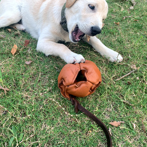 Balle d'entraînement pour chien en cuir sur corde jouet à mâcher pour chien mordant divertissement interactif jouet d'exercice pour petits et moyens chiots - Product Image 3