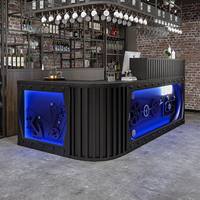 Comptoir de réception en métal de style industriel avec éclairage LED pour restaurant, bar, bistro, salon de thé - Comptoir de caisse et de rangement