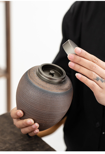 Msh mới phong cách Trung Quốc Nắp Thiếc chủ đề mạ Vàng nồi trà gốm thô với con dấu chống ẩm cho nhà bếp lưu trữ logo bao gồm - Product Image 3