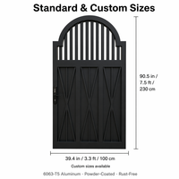 Portail de jardin moderne en aluminium noir avec serrure intelligente, porte d'entrée latérale de villa, finition thermolaquée motif croisé en X, OEM ODM