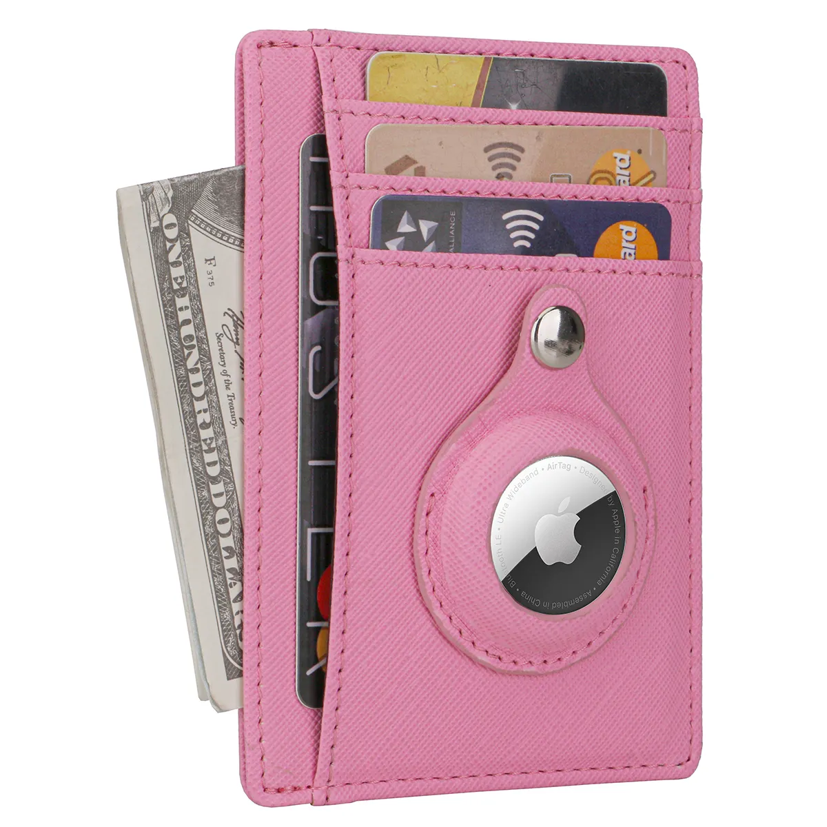 OEM RFID Blocking Air Tag Wallets Slim Minimalist Airtag Card Holder Ladies Front Pocket Wallet With AirTag Holder