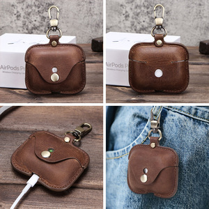 Étui de protection vintage en cuir pour AirPods Pro, coque antichoc avec porte-clés pour AirPods Pro - Product Image 2