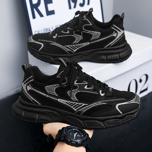 Baskets OEM pour hommes, en maille respirante, couleur argent, style 'Dad Shoes', pour l'été, chaussures de course décontractées pour hommes, baskets unisexes respirantes - Product Image 4