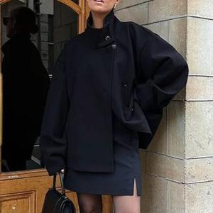 Manteau à manches longues à simple boutonnage, nouvelle collection automne 2026, élégant, pour <span class=keywords><strong>femme</strong></span> de bureau, vêtement d'extérieur, col montant, veste courte pour <span class=keywords><strong>femme</strong></span> - Product Image 3