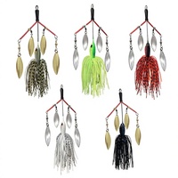 Umpan Pancing Spinner Bait Multi-Blade 27G, Umpan Buzz Bait Bilah Daun Willow dengan Rok Silikon untuk Ikan Bass, Pike, Trout Air Tawar