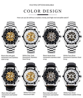 Montre automatique squelette pour homme avec tachymètre, boîtier octogonal, cadran ajouré, bracelet sport, montre-bracelet de luxe