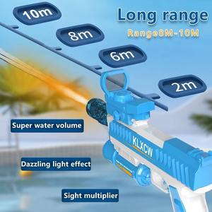 Pistolet à eau électrique transparent personnalisé en gros lumière éblouissante chambre arrière silence jeu d'eau jouet garçon jeu de tir - Product Image 4