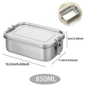 Boîtes à lunch en acier inoxydable 304 de qualité alimentaire, boîtes bento métalliques avec système de verrouillage pour les bureaux, les écoles et les pique-niques en plein air - Product Image 2