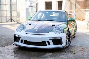997 GT3 RS Kit carrosserie pour <span class=keywords><strong>Porsche</strong></span> <span class=keywords><strong>911</strong></span> 997 2009-2011 demi pare-chocs avant en Fiber de carbone pare-chocs arrière jupe latérale aileron arrière Kit carrosserie - Product Image 4