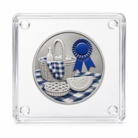 Pièce de monnaie commémorative personnalisée en alliage de zinc avec ruban bleu, motif 3D en relief, souvenir métallique avec boîte en velours, sans quantité minimale de commande, vente en gros