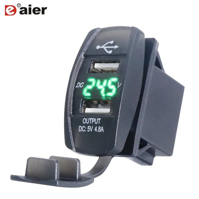 2019 Dual QC3.0 Universele Telefoon Snelle Elektrische USB Autolader Met Digitale Display Voltmeter