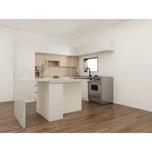 Специальное предложение подгонять белый современный ПВХ кухонный шкаф для проекта или продажи
