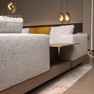 High End italienisches modernes Leder Modular Sectional Villa <span class=keywords><strong>8</strong></span>-Sitzer Übergröße Riesige große Couch <span class=keywords><strong>Sofa</strong></span> <span class=keywords><strong>Set</strong></span> <span class=keywords><strong>L</strong></span>-förmige Ecksofa Couch