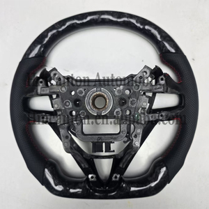 Volant de voiture en fibre de carbone forgée perforée avec bande en cuir pour Honda Civic 8ème génération – Qualité garantie - Product Image 2