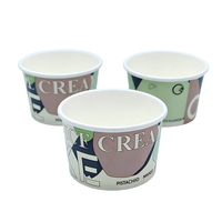 3/4/5/6/7/8oz Gelas Kertas Sekali Pakai Ramah Lingkungan dengan Tutup Kertas, Logo Dapat Disesuaikan, untuk Wadah Yogurt Beku, Es Krim, dan Sup Mie