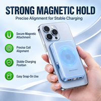 Batterie externe magnétique sans fil de voyage avec support pliable, affichage numérique du pourcentage et recharge pour téléphone et montre